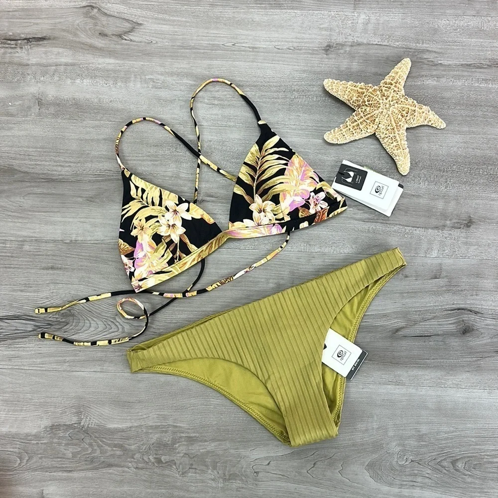 ☀️RIP CURL☀️ SUNDAY SWELL TRI PREMIUM SURF CHEEKY PANT BIKINI SET